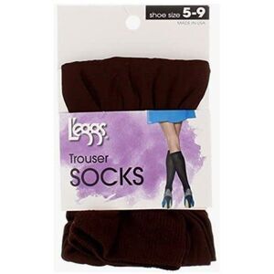 x6 pairs L'eggs Sheer Silky Trouser Socks US Shoe size 5-9 Chocolate Brown NIP